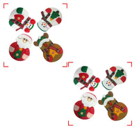 HKM-464915 Christmas Snowman Cutlery Covers for Dining Table - Set of 4 Festive Designs in Non-Woven Fabric