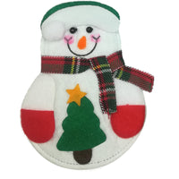 HKM-464915 Christmas Snowman Cutlery Covers for Dining Table - Set of 4 Festive Designs in Non-Woven Fabric