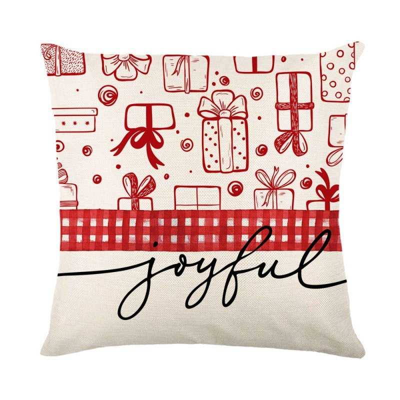 KTX-464979 Christmas Festival Linen Pillow Cover - Nordic Style Cushion Cover for Living Room and Bedroom, 45x45cm