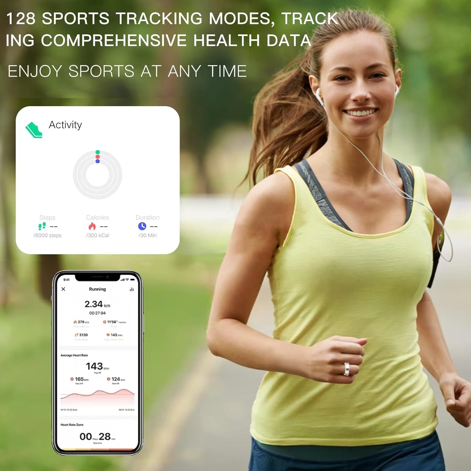 HKM-464979 Elegant Diamond Smart Ring with Heart Rate, Sleep Tracker, Activity Monitor, IP68 Waterproof Design, Fast Charging