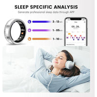 HKM-464979 Elegant Diamond Smart Ring with Heart Rate, Sleep Tracker, Activity Monitor, IP68 Waterproof Design, Fast Charging