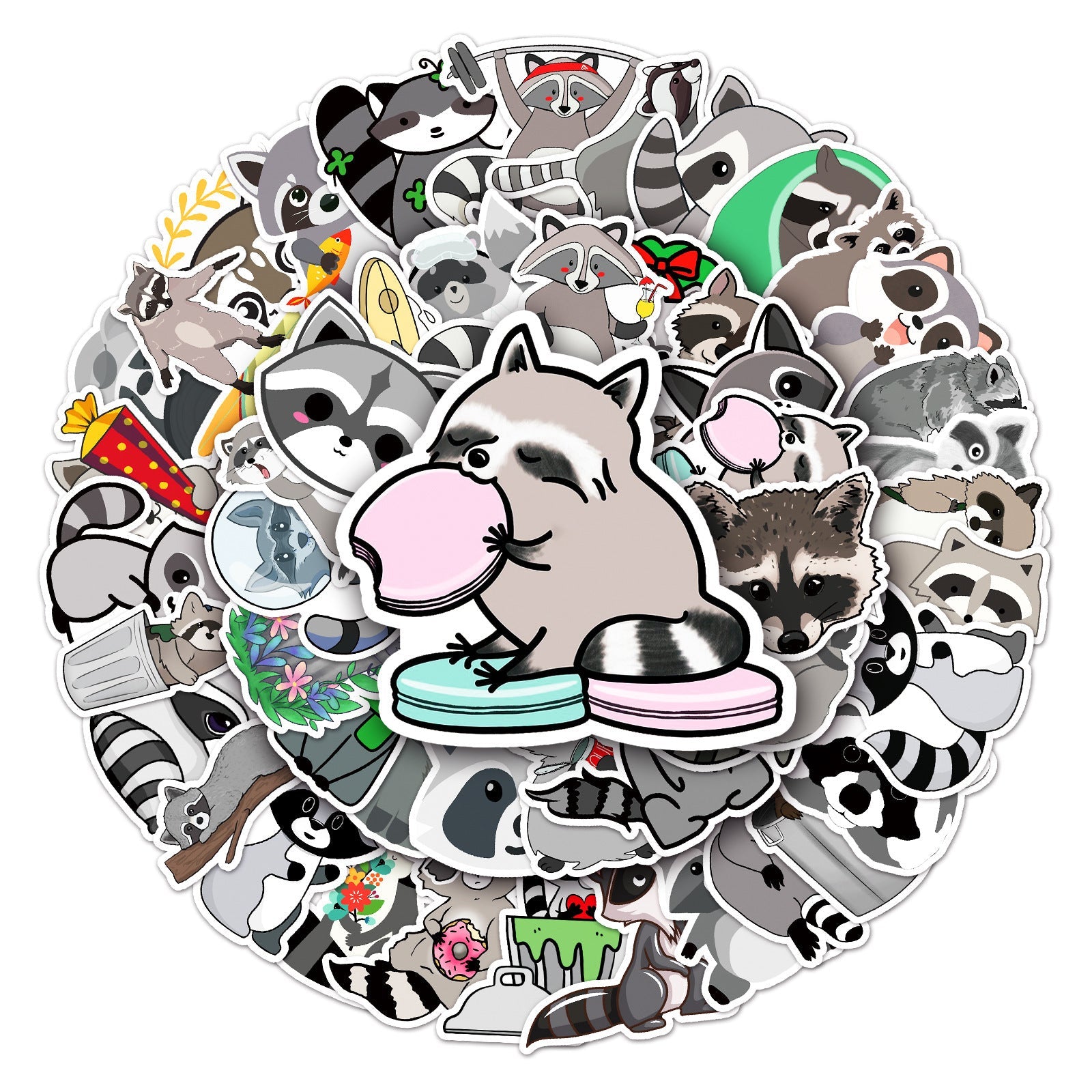 HKM-465171 Coati Cute Style Decorative Waterproof Stickers - 50 Sheets (5.5-8.5cm)