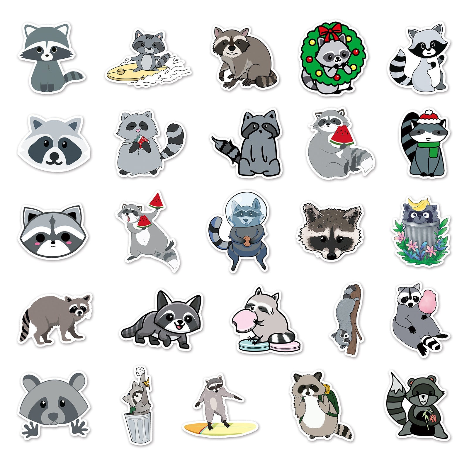 HKM-465171 Coati Cute Style Decorative Waterproof Stickers - 50 Sheets (5.5-8.5cm)