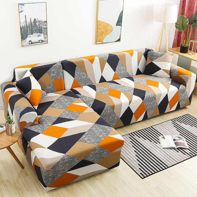 HKM-465363 Geometric Stretch Sofa Cover in Various Colors for Modular Furniture