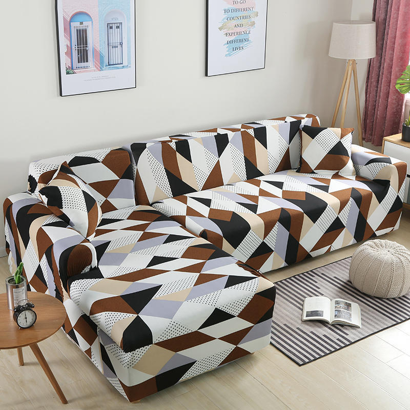 HKM-465363 Geometric Stretch Sofa Cover in Various Colors for Modular Furniture