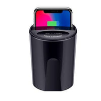 HKM-465363 Wireless Charging Cup for Cars - QI Standard, 10W Power, Includes Base and USB Output, Black