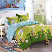 HKM-465619 Cartoon-Themed Cotton Bed Set - 4-Piece Suit for 1.2m and 1.5m Beds, 100% Cotton, 150x200 Quilt Compatible