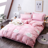 HKM-465619 Cartoon-Themed Cotton Bed Set - 4-Piece Suit for 1.2m and 1.5m Beds, 100% Cotton, 150x200 Quilt Compatible