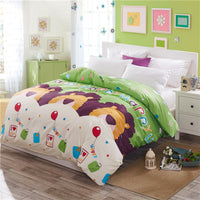 HKM-465619 Cartoon-Themed Cotton Bed Set - 4-Piece Suit for 1.2m and 1.5m Beds, 100% Cotton, 150x200 Quilt Compatible