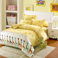 HKM-465619 Cartoon-Themed Cotton Bed Set - 4-Piece Suit for 1.2m and 1.5m Beds, 100% Cotton, 150x200 Quilt Compatible