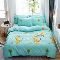HKM-465619 Cartoon-Themed Cotton Bed Set - 4-Piece Suit for 1.2m and 1.5m Beds, 100% Cotton, 150x200 Quilt Compatible