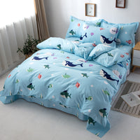 HKM-465619 Cartoon-Themed Cotton Bed Set - 4-Piece Suit for 1.2m and 1.5m Beds, 100% Cotton, 150x200 Quilt Compatible