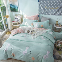 HKM-465619 Cartoon-Themed Cotton Bed Set - 4-Piece Suit for 1.2m and 1.5m Beds, 100% Cotton, 150x200 Quilt Compatible