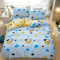 HKM-465619 Cartoon-Themed Cotton Bed Set - 4-Piece Suit for 1.2m and 1.5m Beds, 100% Cotton, 150x200 Quilt Compatible