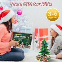 HKM-465747 LED Christmas Tree Building Set with 24-Day Countdown Calendar for Kids Ages 3-6