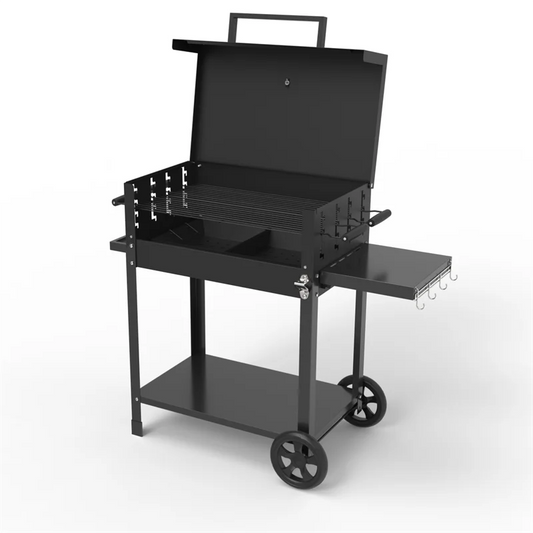 KTX-465811 Extra Large Heavy-Duty Charcoal BBQ Grill with Foldable Side Table for Outdoor Cooking