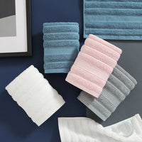 HKM-465875 Pure Cotton Hand Towel in Noble Blue, Gentleman Gray, Cherry Blossom Pink, and Pearl White
