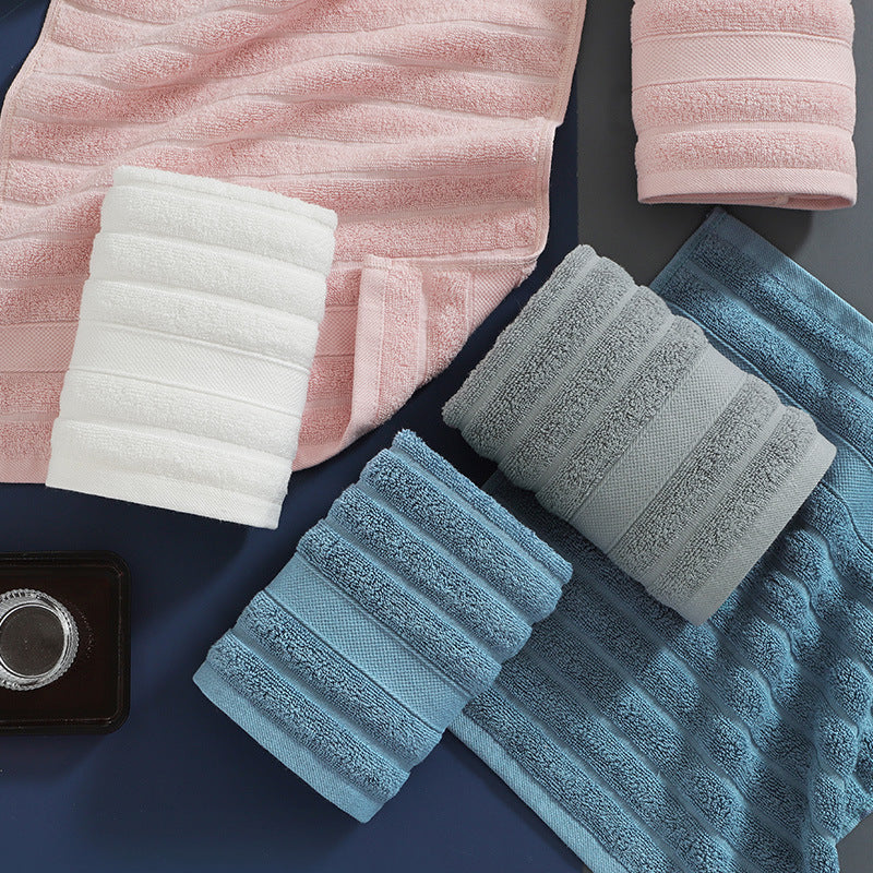 HKM-465875 Pure Cotton Hand Towel in Noble Blue, Gentleman Gray, Cherry Blossom Pink, and Pearl White