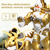 HKM-465875 RC Transforming Programmable Dinosaur Robot Toy for Kids - Electric Light and Sound Feature, Plastic Construction, Ages 3+