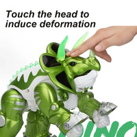 HKM-465875 RC Transforming Programmable Dinosaur Robot Toy for Kids - Electric Light and Sound Feature, Plastic Construction, Ages 3+