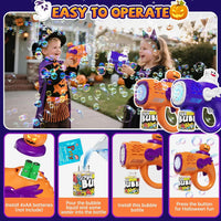 HKM-466259 Automatic Bubble Maker with LED Lights for Kids - Halloween Bubble Machine, Ages 5 and Up