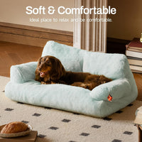 HKM-466259 Cozy Washable Plush Cat Bed with Anti-Slip Bottom - 26x19x13 Inch Pet Sofa for Small Dogs and Cats