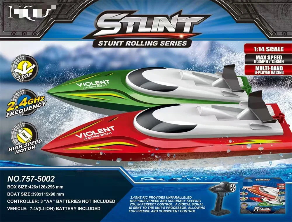 HKM-466451 High Speed Remote Control Racing Boat - Electric 2.4G Mini Water Toy for Ages 5 and Up