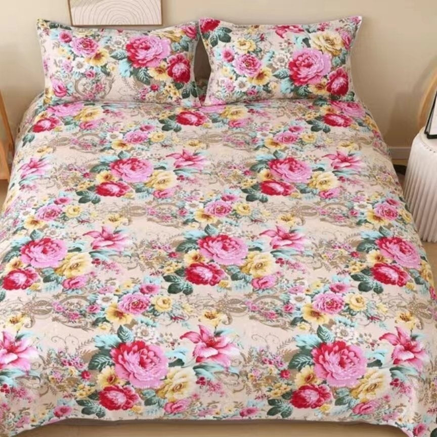 HKM-466451 Three-Piece Aloe Cotton Bed Sheet Set - Soft, Durable, No Pilling or Fading, Includes Pillowcases