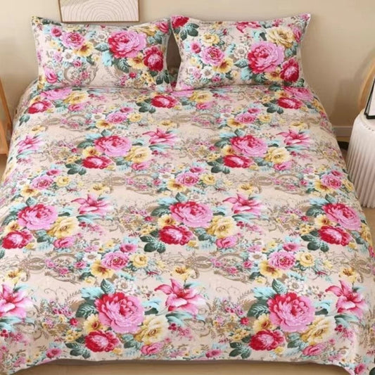 HKM-466451 Three-Piece Aloe Cotton Bed Sheet Set - Soft, Durable, No Pilling or Fading, Includes Pillowcases