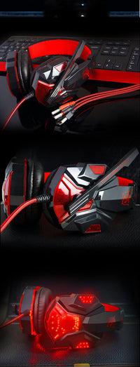 HKM-466515 Head-Mounted Gaming Headphones with Microphone - Luminous & Non-Luminous Options