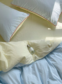 HKM-466771 Cream Double Combination Washed Cotton Bedding Set in Light and Dark Blue