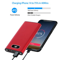HKM-466835 20000mAh Portable Power Bank with 22.5W Fast Charging, LED Display, and Multi-Device Compatibility - Green, Black, Red