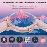 HKM-466963 1.43in Round Screen Smartwatch with Heart Rate Monitoring, Sleep Tracking, and 100 Sports Modes - 3ATM Waterproof Fitness Tracker