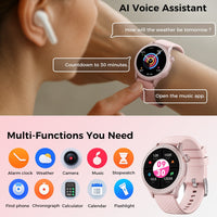 HKM-466963 1.43in Round Screen Smartwatch with Heart Rate Monitoring, Sleep Tracking, and 100 Sports Modes - 3ATM Waterproof Fitness Tracker