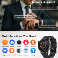HKM-466963 1.43in Round Screen Smartwatch with Heart Rate Monitoring, Sleep Tracking, and 100 Sports Modes - 3ATM Waterproof Fitness Tracker