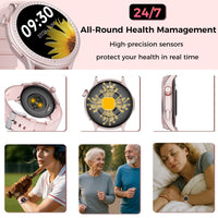 HKM-466963 1.43in Round Screen Smartwatch with Heart Rate Monitoring, Sleep Tracking, and 100 Sports Modes - 3ATM Waterproof Fitness Tracker