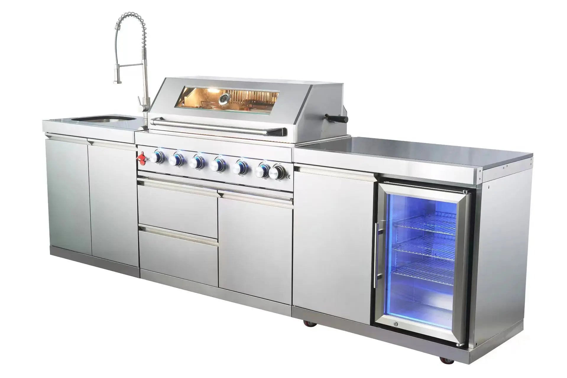 KTX-466963 Stainless Steel 5-Burner Built-in Gas BBQ Grill for Outdoor Cooking and Barbeque