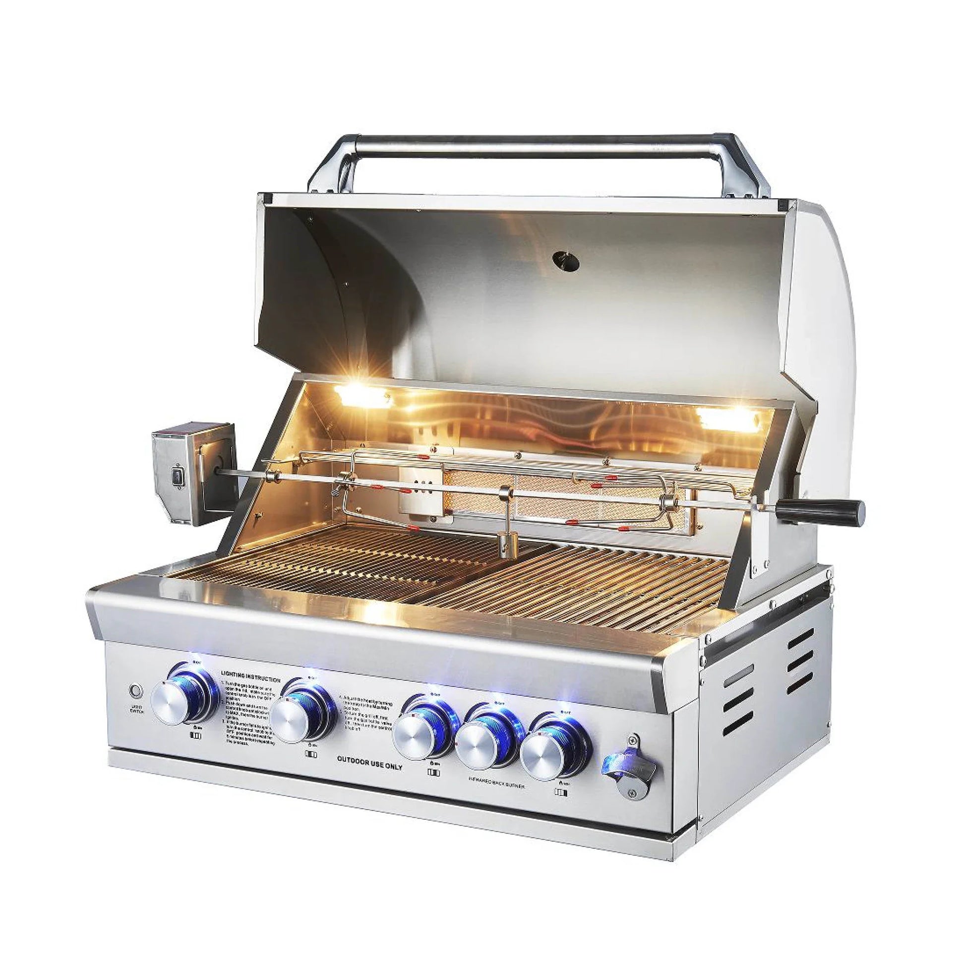 KTX-466963 Stainless Steel 5-Burner Built-in Gas BBQ Grill for Outdoor Cooking and Barbeque