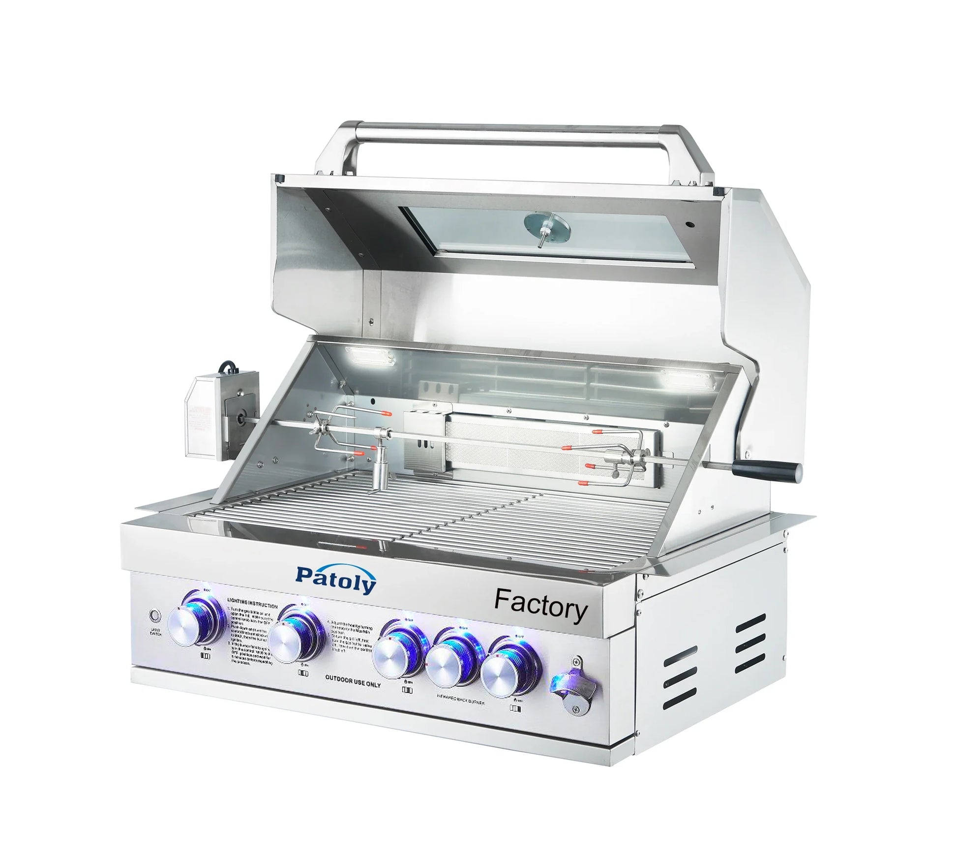 KTX-466963 Stainless Steel 5-Burner Built-in Gas BBQ Grill for Outdoor Cooking and Barbeque