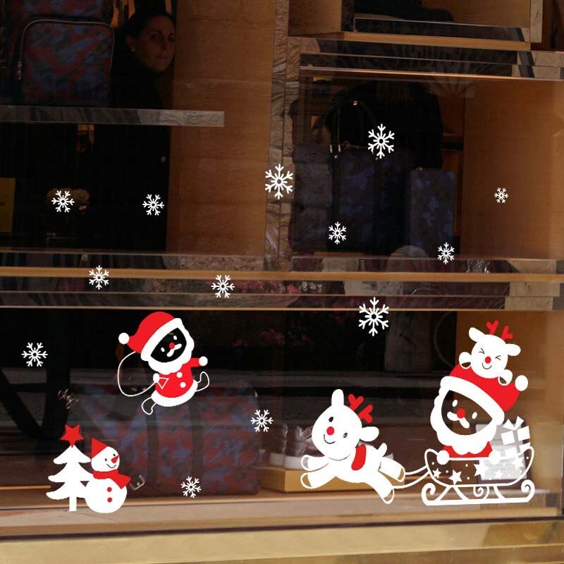 HKM-467219 Christmas Santa Claus Electrostatic PVC Wall Sticker - Waterproof, Removable & Eco-Friendly