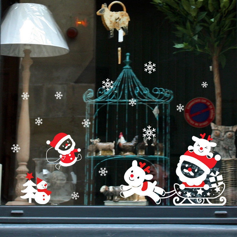 HKM-467219 Christmas Santa Claus Electrostatic PVC Wall Sticker - Waterproof, Removable & Eco-Friendly