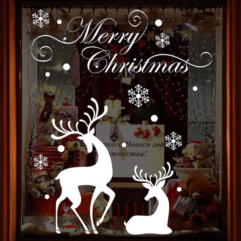 HKM-467219 Christmas Santa Claus Electrostatic PVC Wall Sticker - Waterproof, Removable & Eco-Friendly