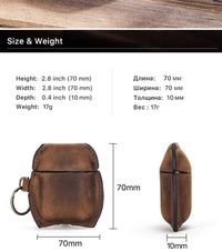 HKM-467347 Leather Case for AirPods 1/2 Generation - Soft Shell Design, Available in Brown, Sapphire Blue, and Wine Red
