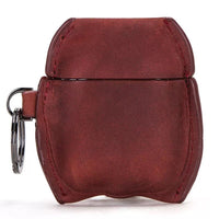 HKM-467347 Leather Case for AirPods 1/2 Generation - Soft Shell Design, Available in Brown, Sapphire Blue, and Wine Red
