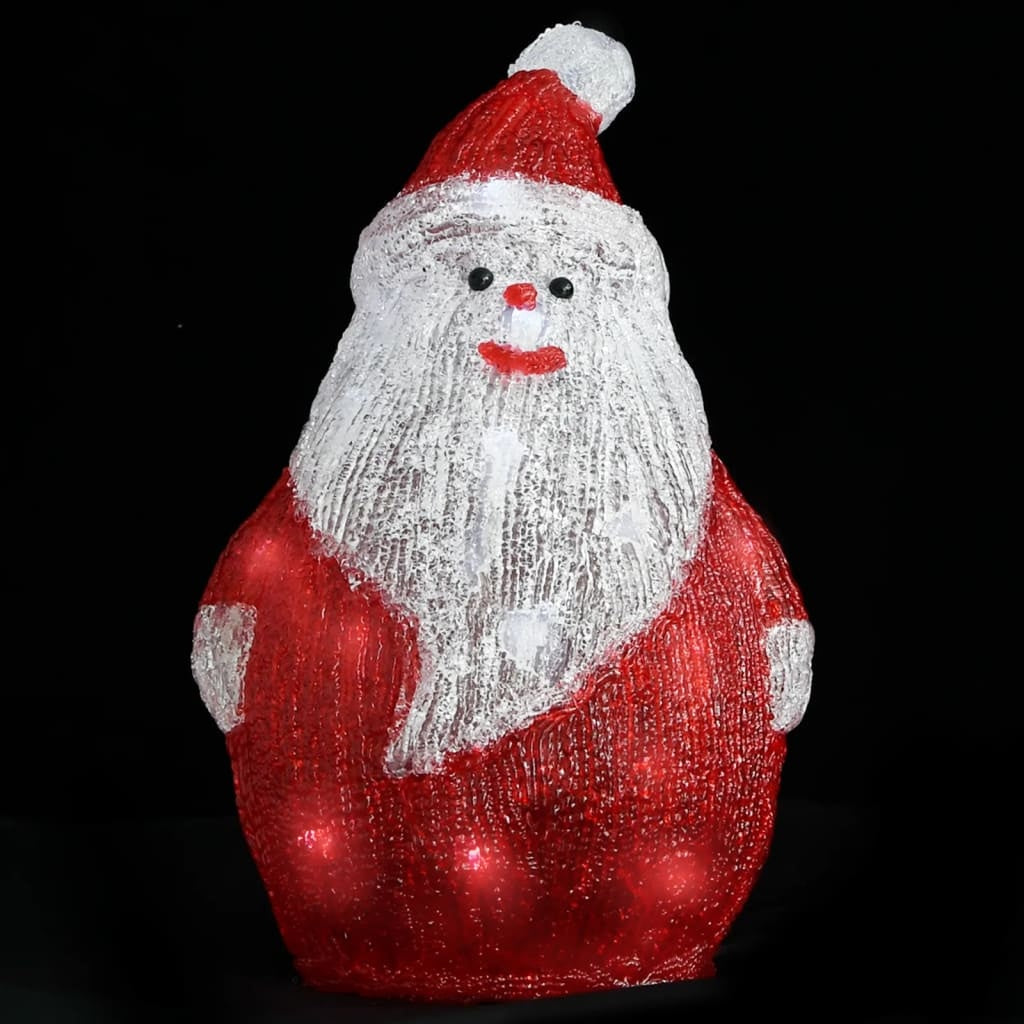 HKM-467411 Illuminated Acrylic Santa Claus Figurine for Indoor and Outdoor Decor, 28 cm, with 25 LED Lights and Varied Lighting Effects