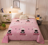 HKM-467603 Thickened Cloud Mink Velvet Double Printed Blanket - Floral and Plant Design