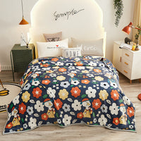 HKM-467603 Thickened Cloud Mink Velvet Double Printed Blanket - Floral and Plant Design