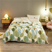 HKM-467603 Thickened Cloud Mink Velvet Double Printed Blanket - Floral and Plant Design