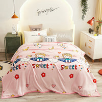 HKM-467603 Thickened Cloud Mink Velvet Double Printed Blanket - Floral and Plant Design