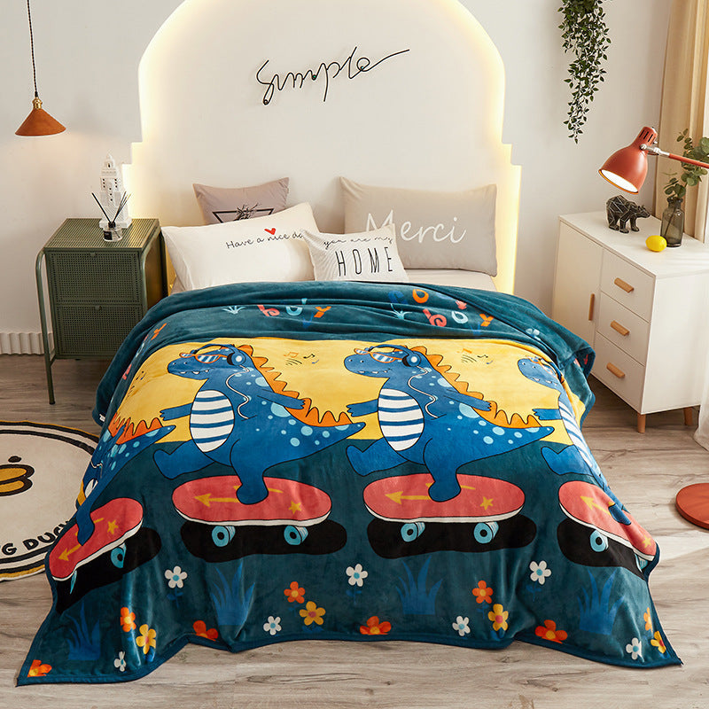 HKM-467603 Thickened Cloud Mink Velvet Double Printed Blanket - Floral and Plant Design